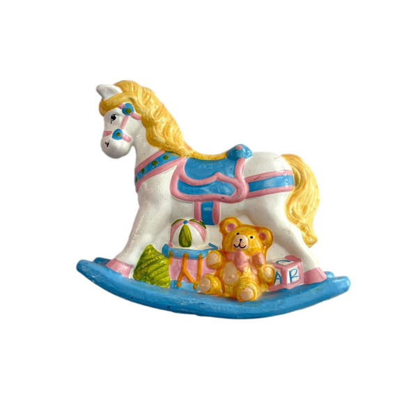 Vintage Kids Girls 1982 Enesco Rocking Horse Piggy Bank - Picture 1 of 5